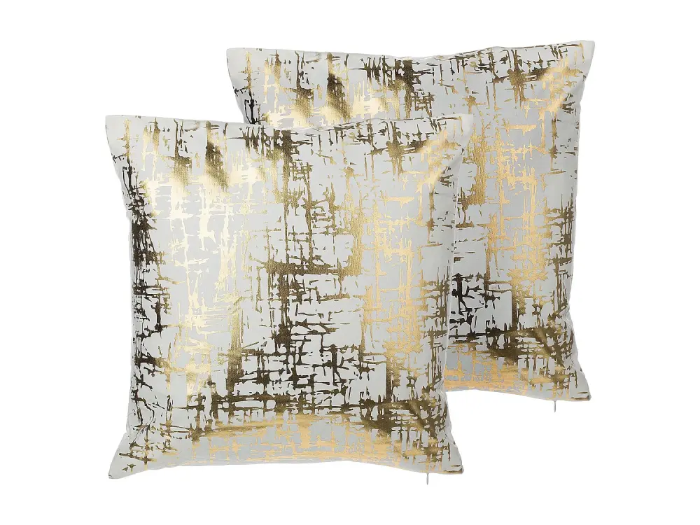Set de 2 Cojines Decorativos de Algodón con Estampado Abstracto Dorado, 45x45 cm