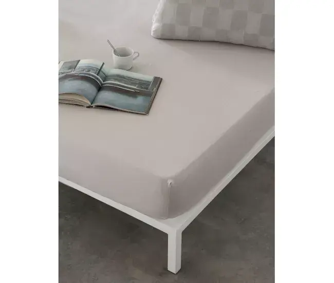 Juego Completo de Cama Sábana Bajera Ajustable Naturals ELBA Gris obvio 150 x 200 (Cama de 150)