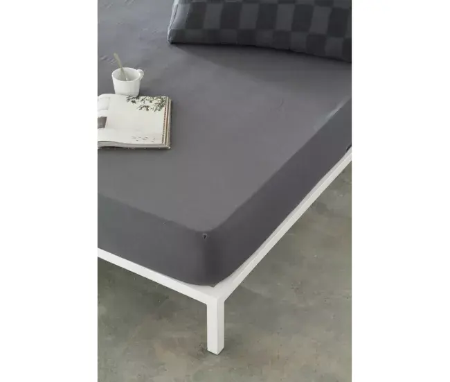 Sábana Bajera Ajustable Naturals ELBA Gris tenebroso 90 x 190/200 cm (Cama de 90) Pack de 4 Fundas