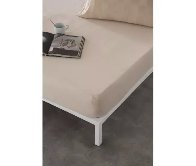 Sábana Bajera Ajustable Naturals ELBA Marfil 90 x 190/200 cm (Cama de 90) con 2 Fundas Incluidas