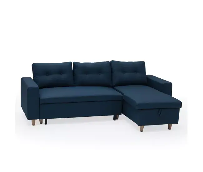 Fundas de almohada de lino Sofá cama WADE 3 plazas azul