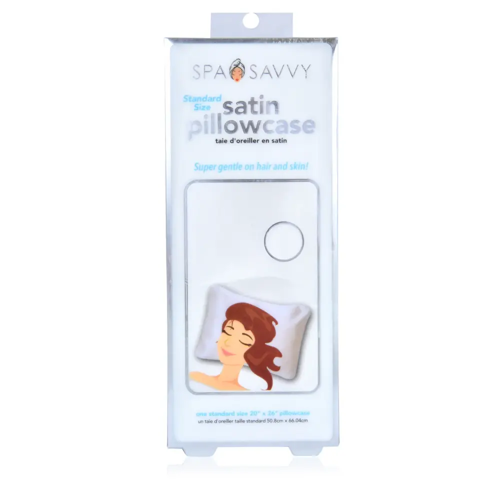 Funda de almohada Spa Savvy Satén, blanco, estándar, 20 x 26 pulgadas