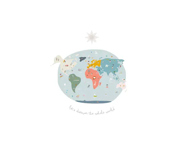 JUEGO DE SÁBANA CUNA/MAXICUNA MAPA MUNDI CUNA 60 CM