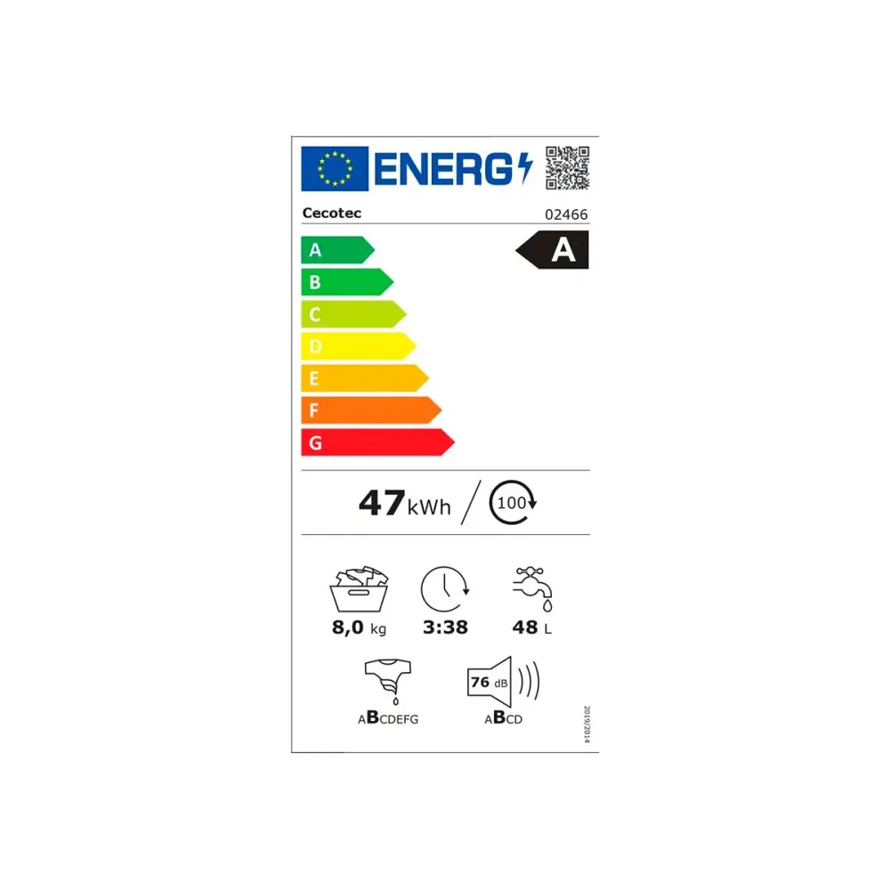 Lavadora Cecotec Bolero DressCode 8500 Inverter 8kg 1400 rpm 85 cm Fácil de Limpiar