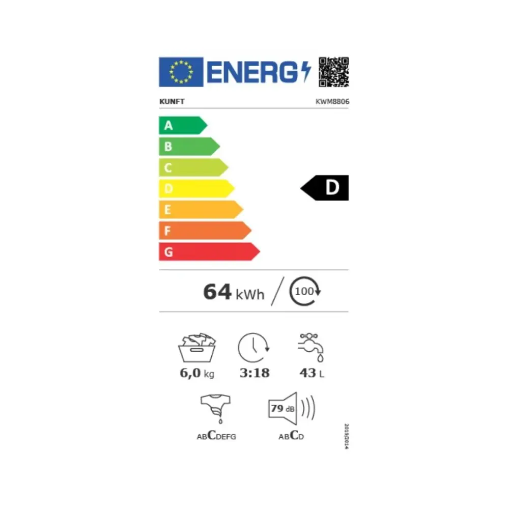 Lavadora Kunft KWM8806 6kg 1000 rpm 23 programas + inicio diferido D blanco 59,5 cm