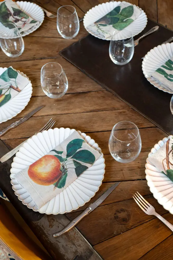 Guante de Cocina Set 6 Servilletas De Lino Con Diseño de Frutas
