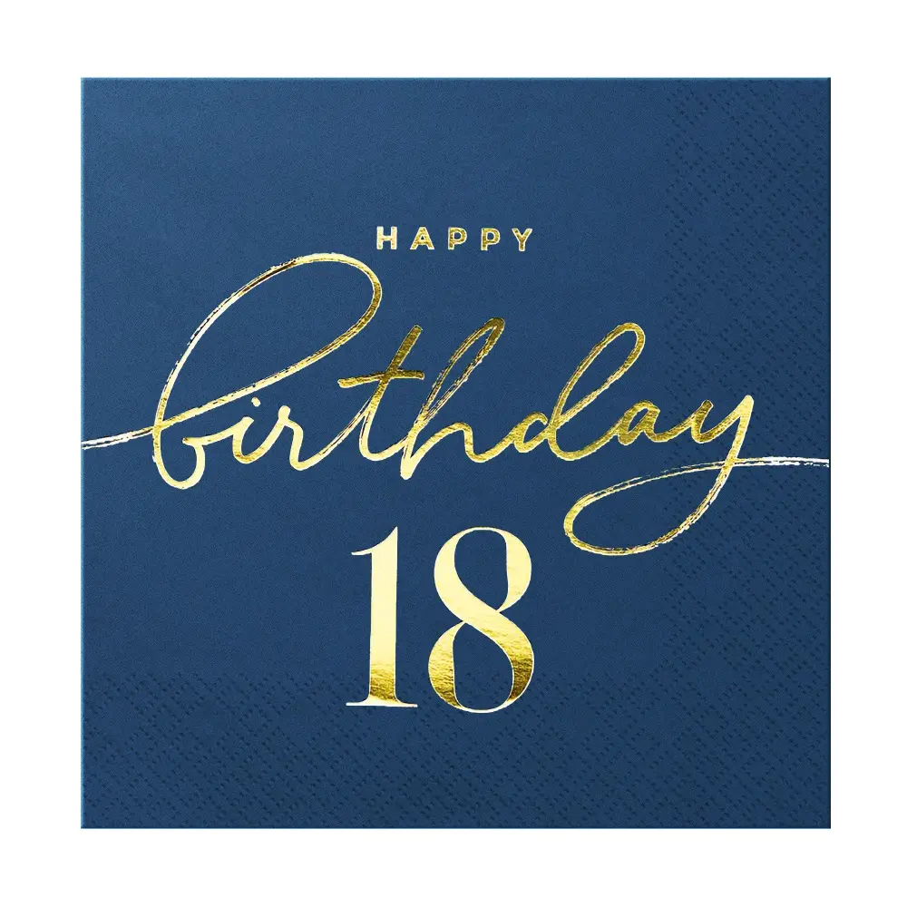 Servilletas Happy Birthday 18 azul marino 10 uds.