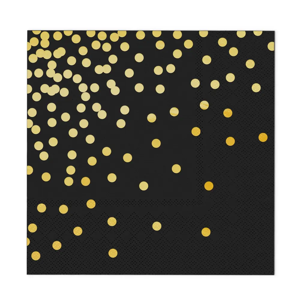 servilletas negras con lunares dorados 10 uds.