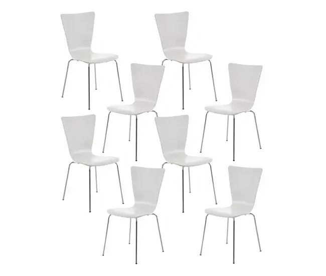 Set 8x Sillas de Visita Aaron Madera Marrón 50X43X84 cm con Tapa de Cristal