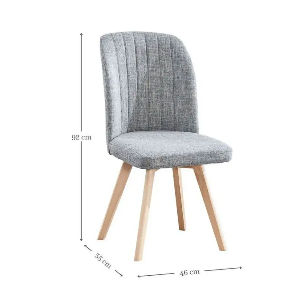 Silla de comedor Lane tapizada patas madera 92x46x55 cm