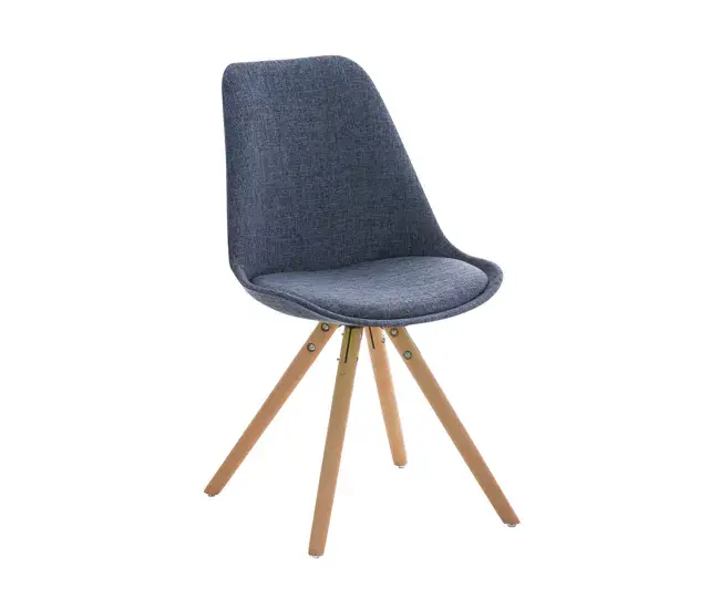 Taburete Alto Silla De Comedor Pegleg Rund En Tela Azul 59X47X84 cm