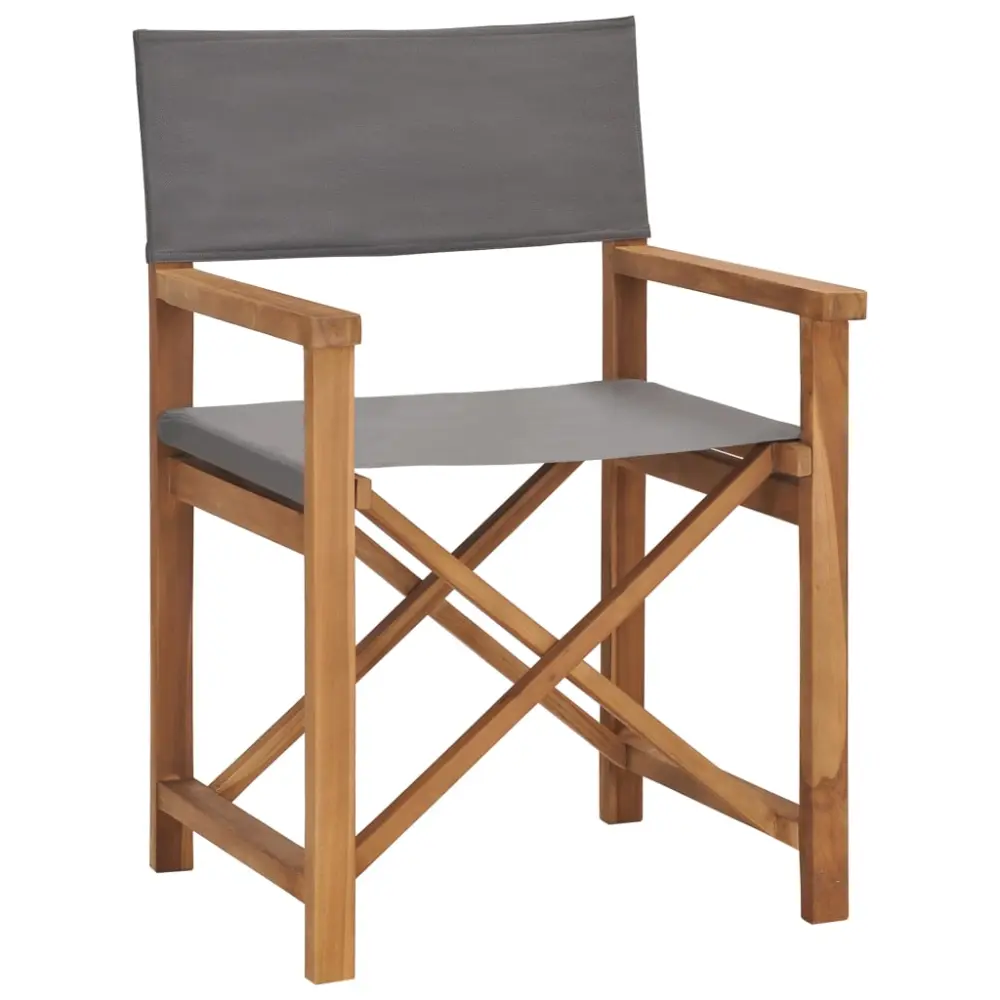 Sillón Gamer vidaXL silla de director madera maciza de teca gris