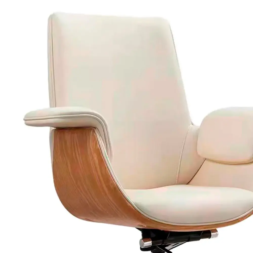 Ergonómico Profesional Sillón giratorio Omega regulable asiento tapizado símil piel crema 97-106x64x69 cm