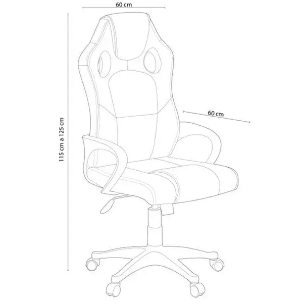 Silla gaming Daytona giratorio polipiel negro/rojo 115-125x60x60 cm