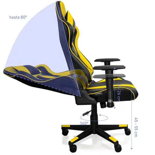 Silla Gaming Tournament Phoenix ajustable reclinable amarillo/negro