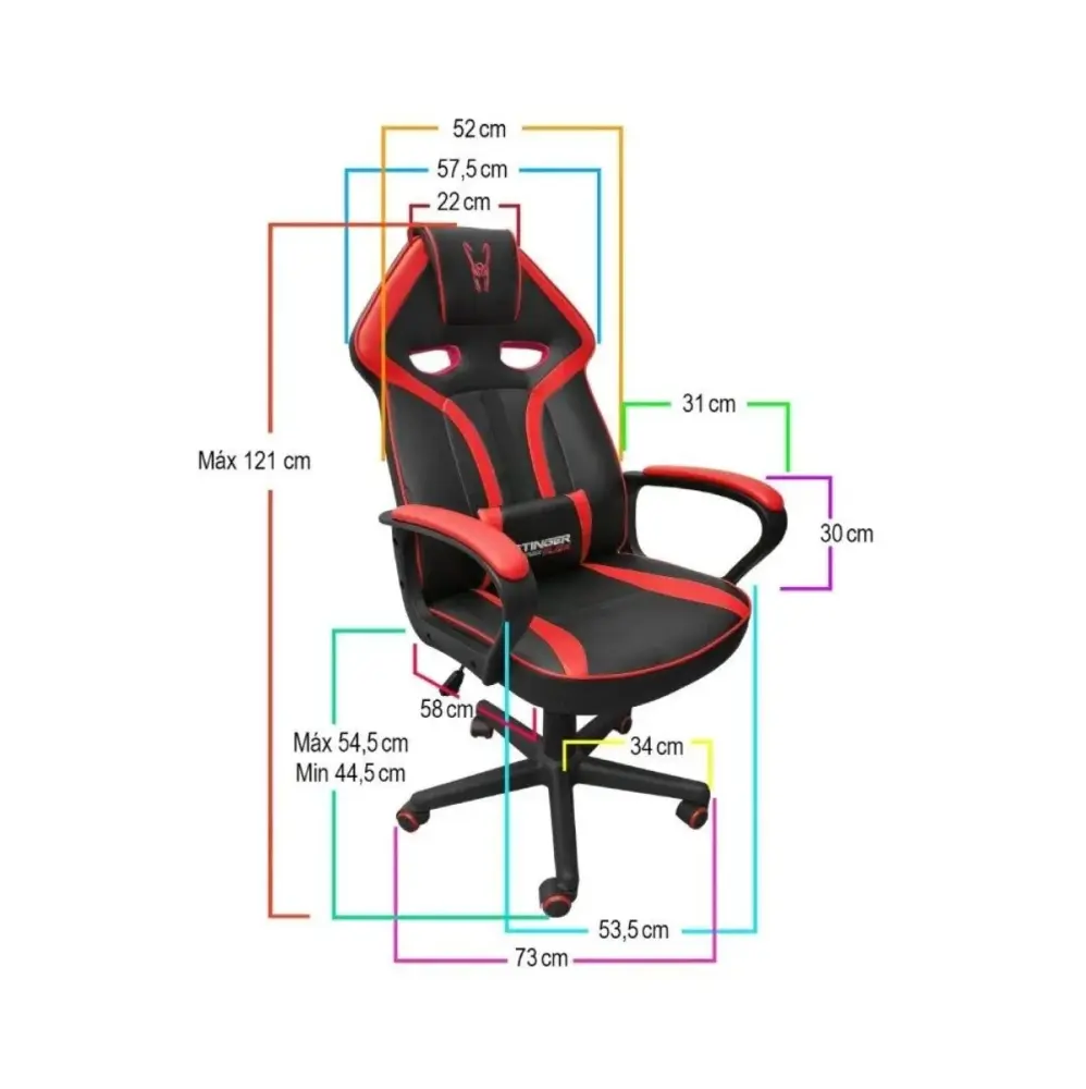 Silla gaming Woxter Stinger Alien altura ajustable con reposabrazos negro/rojo 76,5-121x73x58 cm