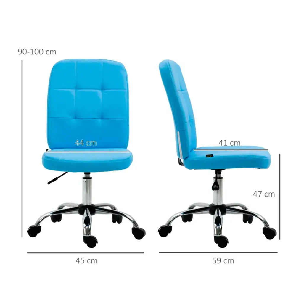 Silla de despacho Ocean Vinsetto símil piel altura regulable azul 90-100x45x59 cm