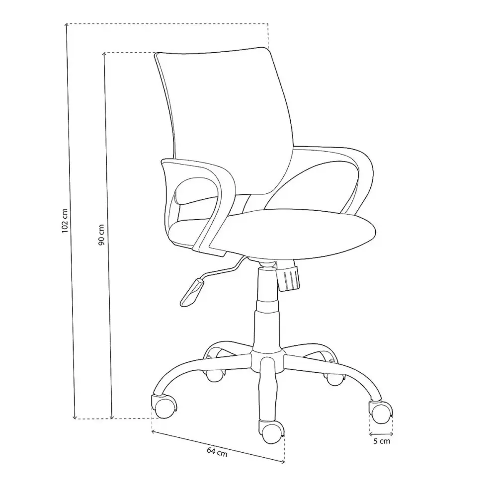 Silla de estudio Lux altura regulable con refuerzo lumbar rosa 90-102x64x64 cm