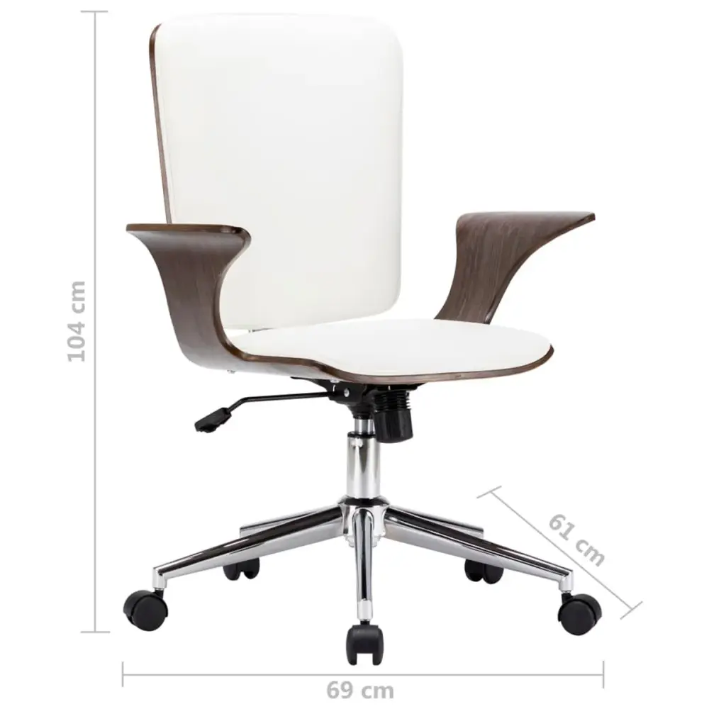 Silla de oficina Catania giratoria madera curva blanco/gris 92/104xx69x61 cm