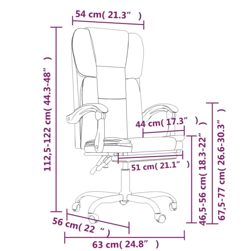 Silla de oficina Nutilizar reclinable con reposapiés 112,5-122x63x56 cm