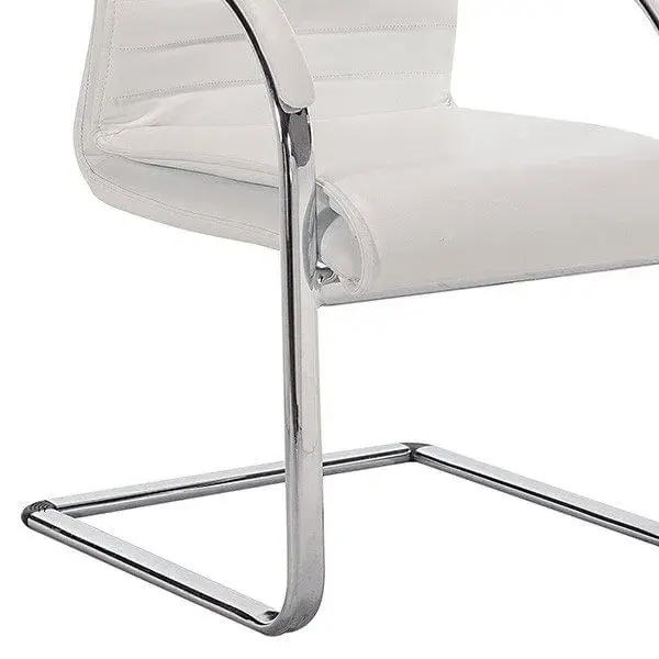 Sillón oficina Mayu polipiel blanco / cromo con Reposabrazos Ajustable