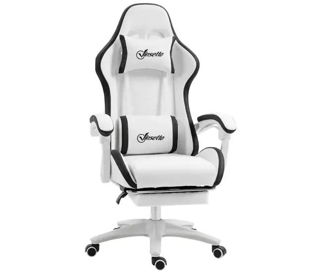 Mueble para Consolas Vinsetto Silla Gaming Silla Gamer Racing de Cuero PU con Altura Ajustable Reclinable 135° Reposacabe...