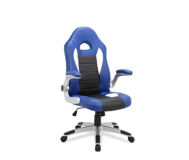 Silla de escritorio Victoria en azul y negro. Esbelto: 112-120, Ancho: 70, Fondo: 51 con Funda Desenfundable
