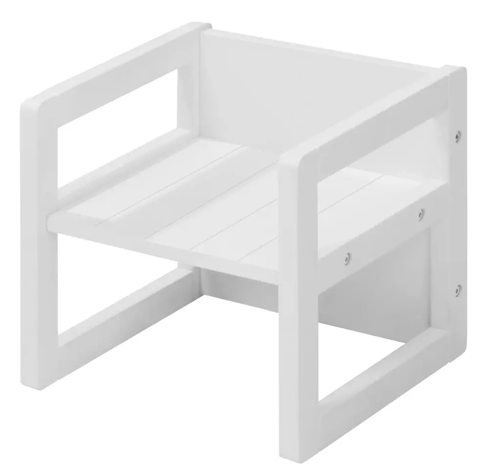 Children's Stool Country House Style, Reutilizable Stool 3 Seat Heights, Wood White