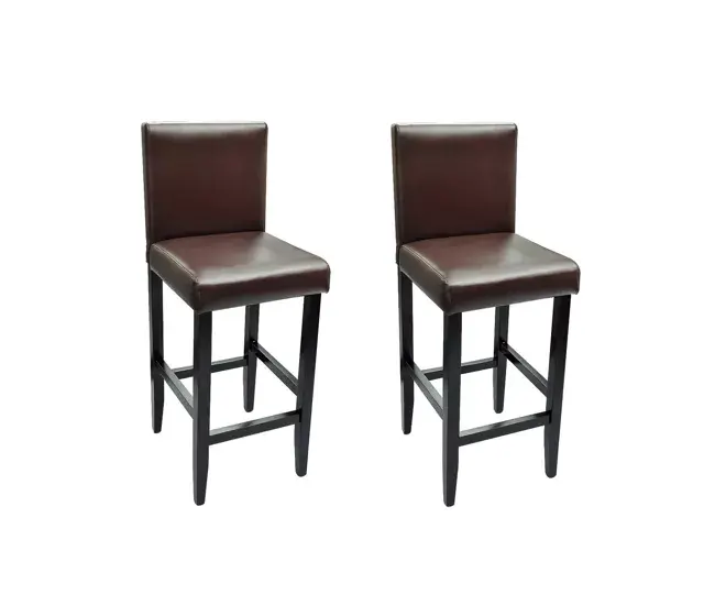 vidaXL Taburetes de cocina 2 unidades cuero sintético marrón turbio