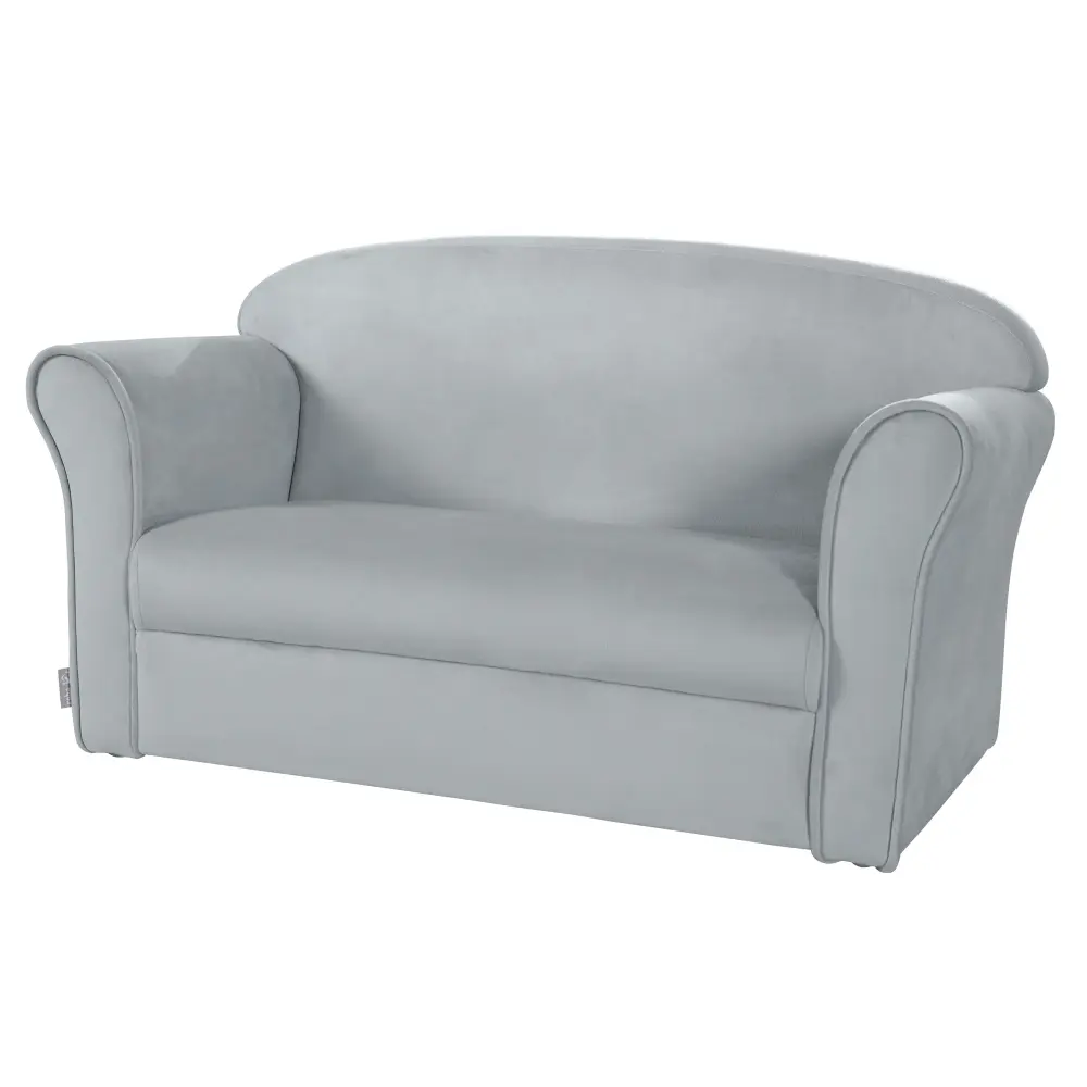 Children's Sofa 'Lil Sofa' Armrests, Comfortable Children's Couch Covered Silver Grey Terciopelo | Envío Rápido y Gratis