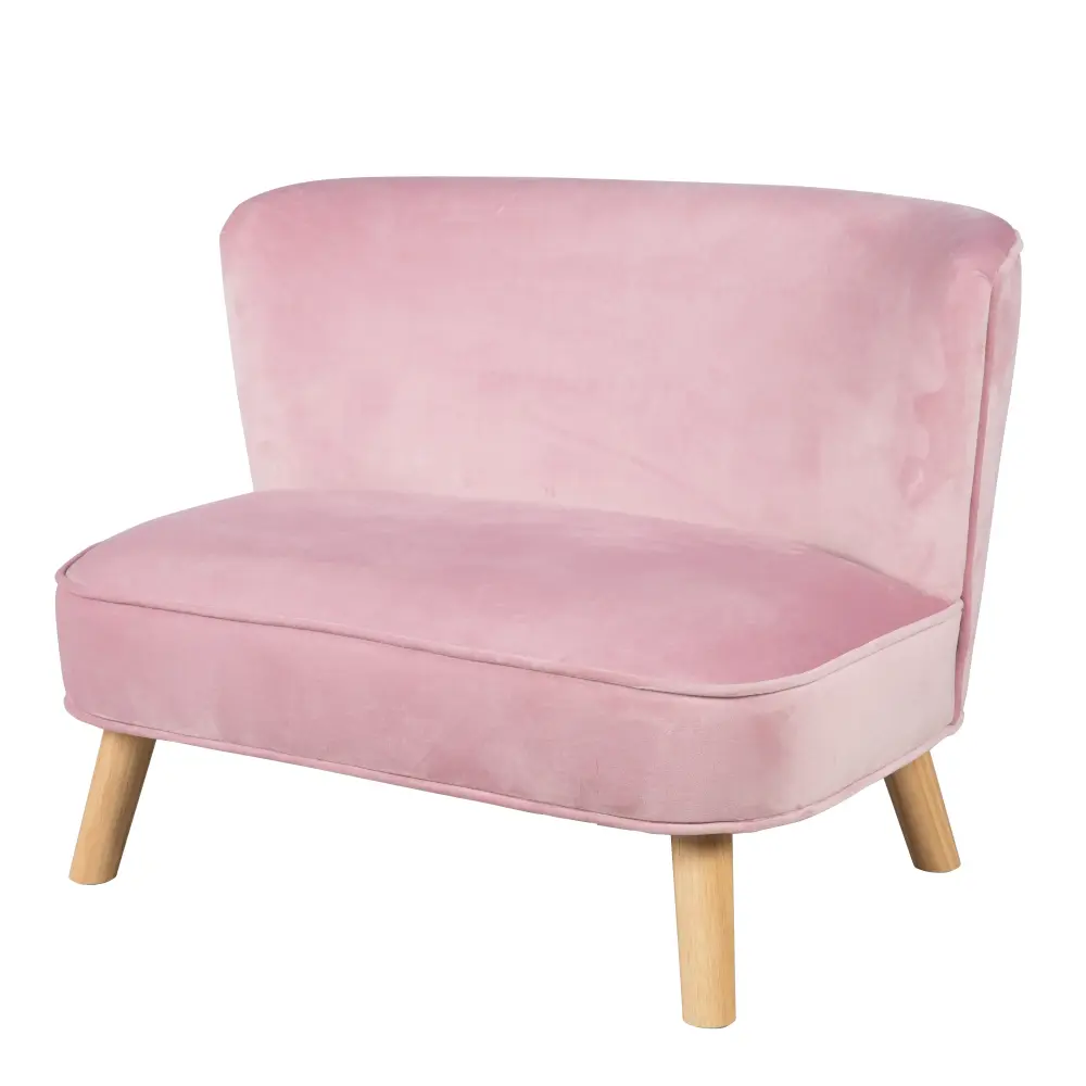 Children's Sofa 'Lil Sofa', Comfortable Children's Couch Sólido Wooden Legs and Velvet Fabric Mauve