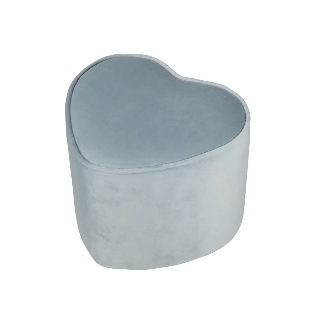 Tabouret enfant 'Lil Sofa' en forme de coeur - Confortable - Recouvert de velours bleu clair con Bordes Redondeados