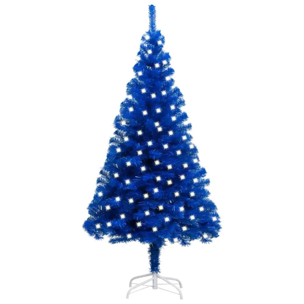 vidaXL árbol de navidad preiluminado con luces y soporte azul 120 cm con Depósito para Agua