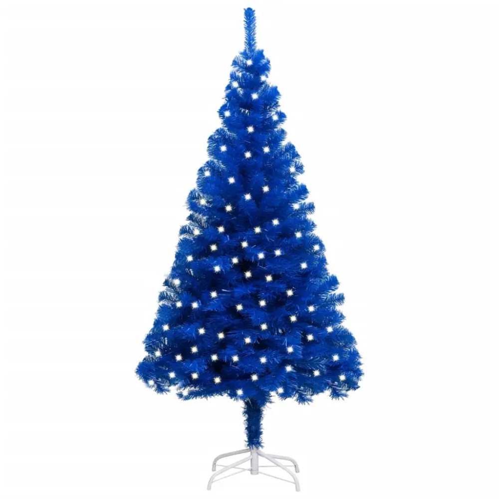 vidaXL árbol de navidad preiluminado con luces y soporte azul 240 cm con 4 Pernos de Ajuste