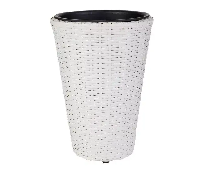 Macetero Alexandra House Living Blanco Hierro Ratán Plástico 28 x 40 x 28 cm