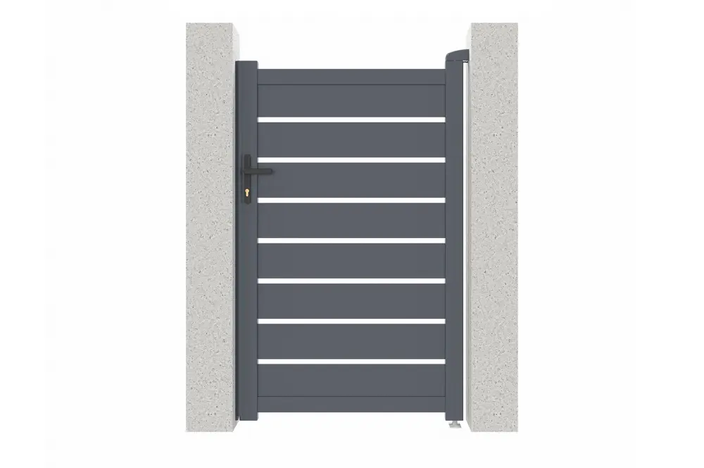Pack puerta peatonal vogel 1m h.160cm + 2 postes .190cm gris