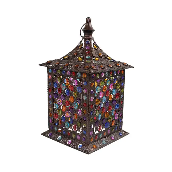 Desinfectante 1 kop metalen nachtverlichting decoratieve zwart/rood/groene lantaarn woonkamer nachtkastje licht