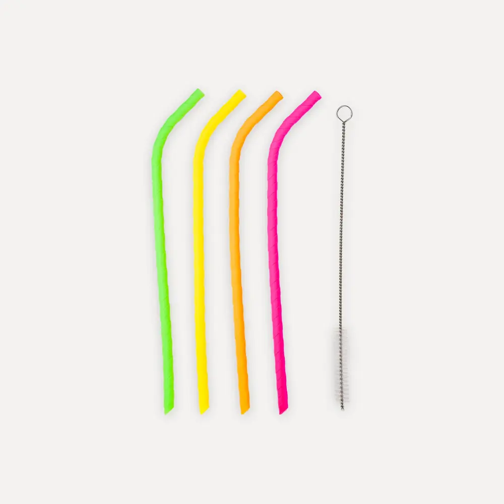 Set de 4 pajitas divertidas y cepillo limpiador para Baños
