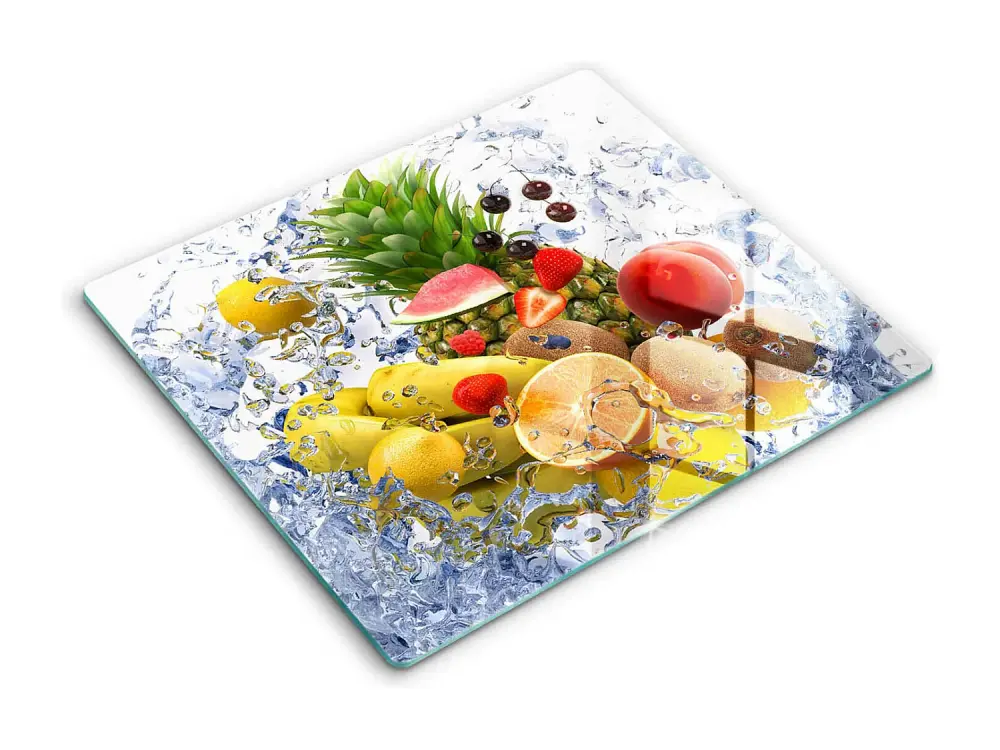 Tabla de cocina rectangular de cristal, 60x52 cm Frutas jugosas y agua