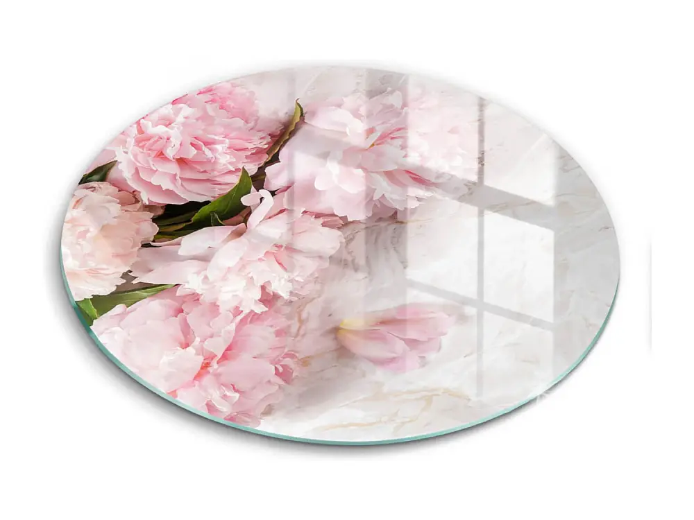 Tabla de cocina redonda de vidrio, 40 cm Delicadas flores rosas