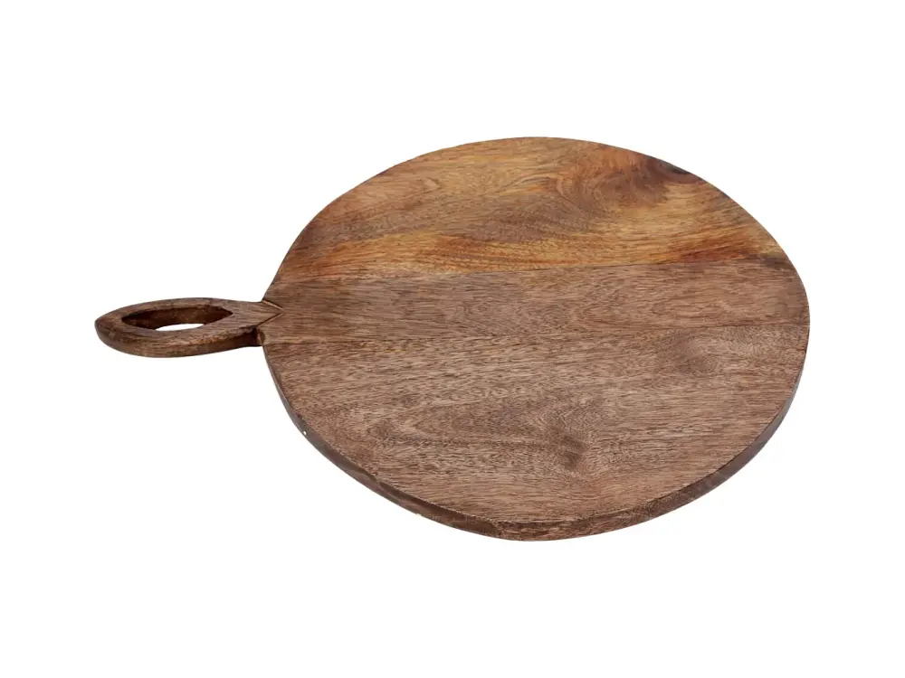 Tabla de cortar de madera redonda con mango 49 x 38 cm