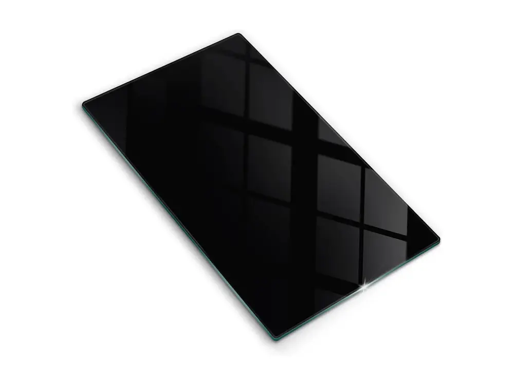 Tablero de cocina rectangular de cristal, 30x52 cm. Color negro.