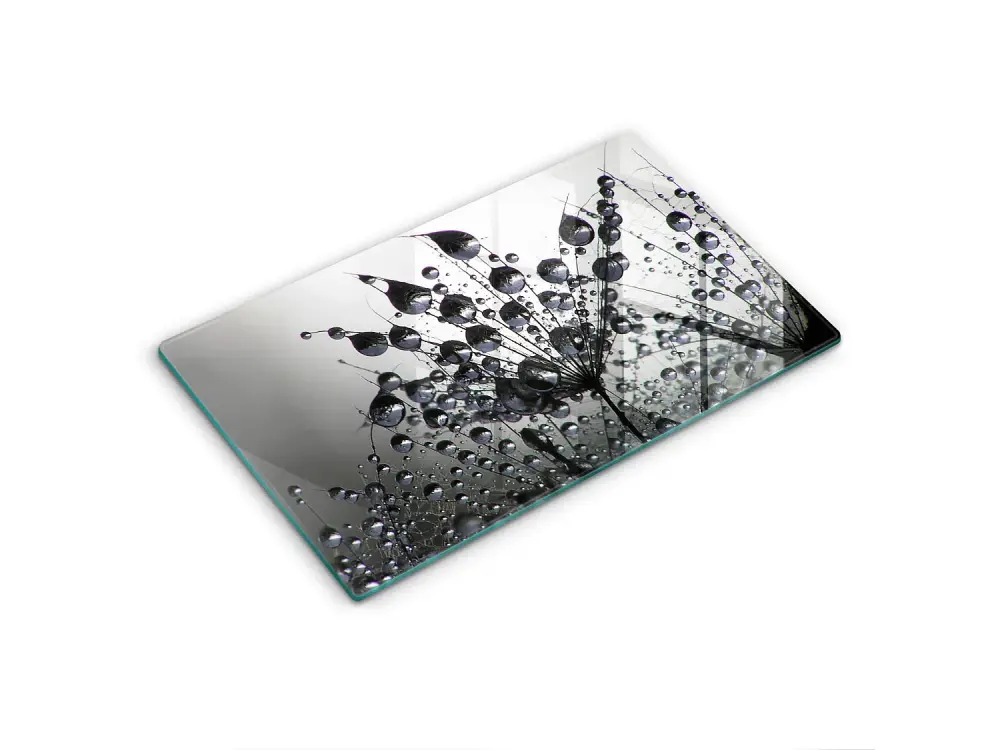 Tablero de cocina rectangular de vidrio, 52x30 cm Dientes de león y rocío