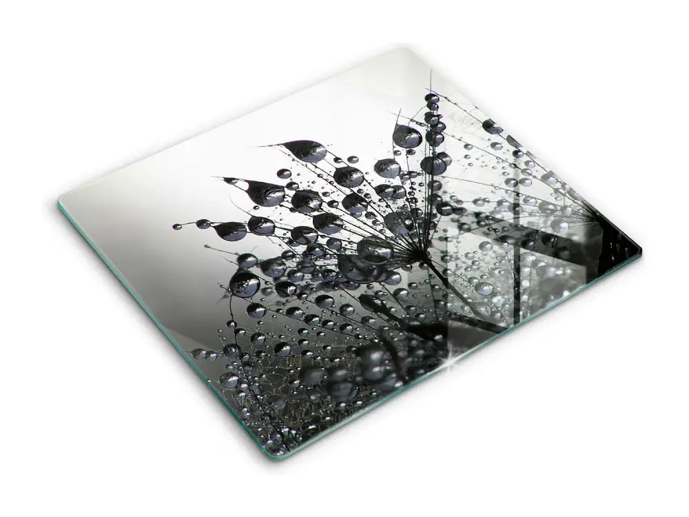 Tablero de cocina rectangular de vidrio, 60x52 cm Dientes de león y rocío