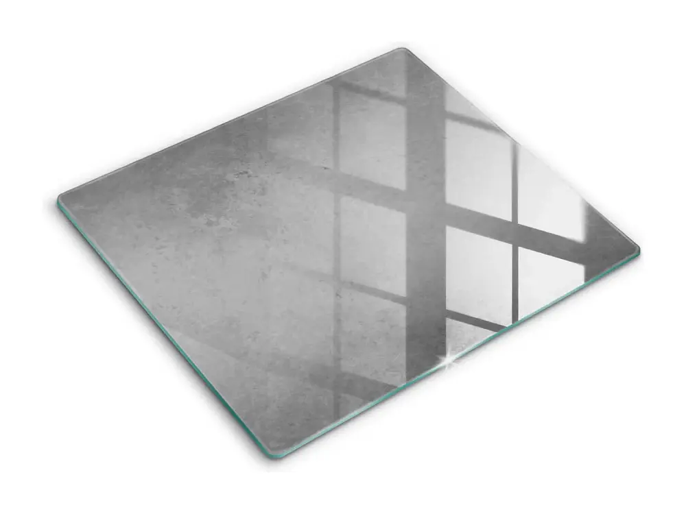 Tablero de cocina rectangular de vidrio, 60x52 cm, fondo textura hormigón