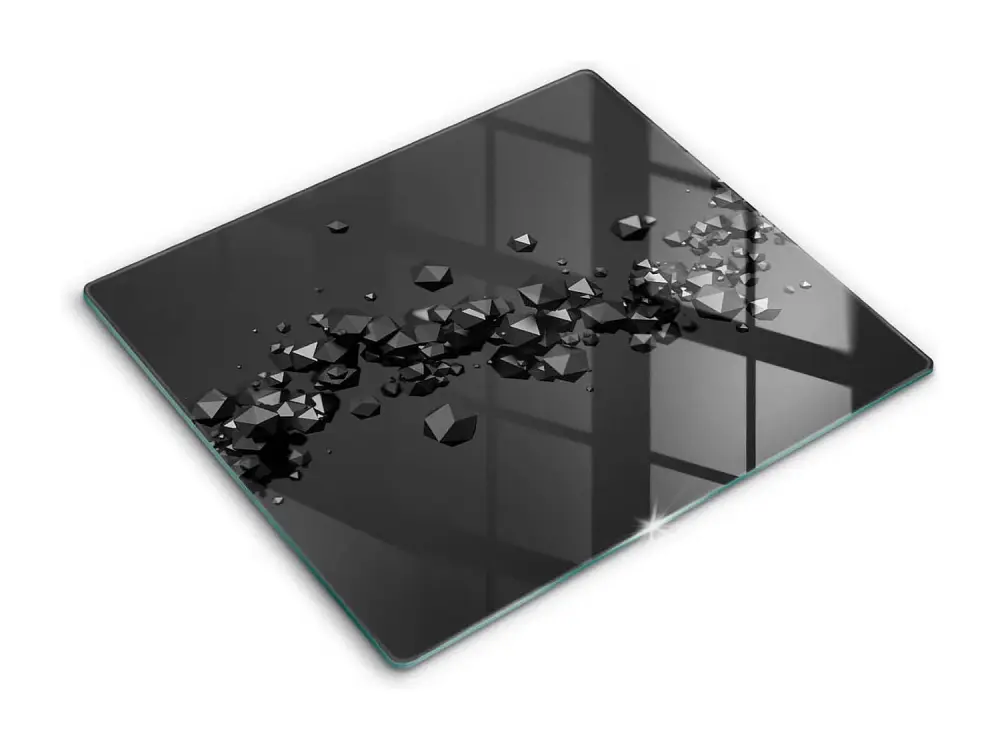 Tablero de cocina rectangular de vidrio, 60x52 cm, formas abstractas 3D
