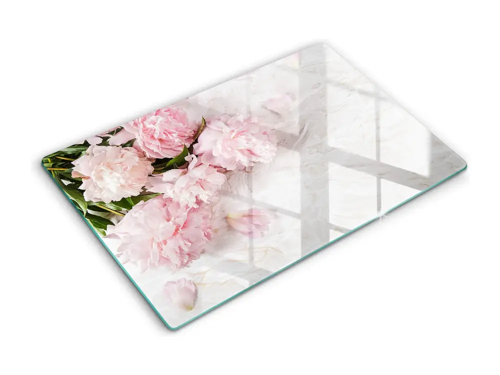 Tablero de cocina rectangular de vidrio, 80x52 cm Delicadas flores rosas