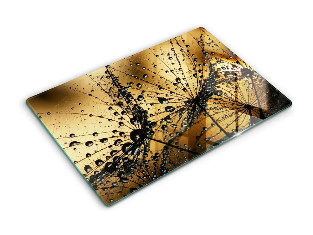 Tablero de cocina rectangular de vidrio, 80x52 cm Rosa y dientes de león