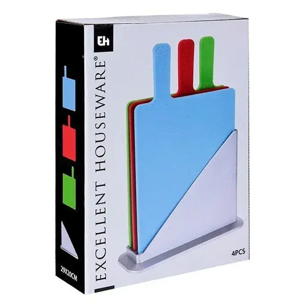 Medidor de Porciones Juego 3 tablas de corte Excepcional Houseware con soporte multicolor