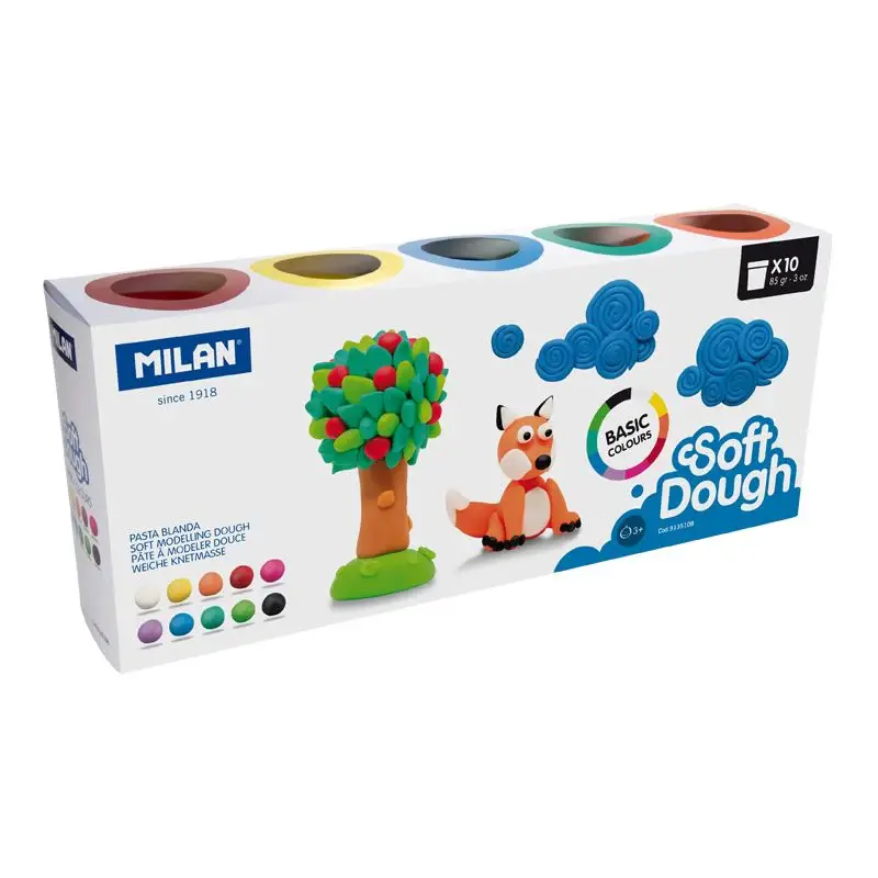 Pasta Blanda Para Modelar 10 Colores Caja 10 Botes 85 g Pasta Blanda Moldear Esencial Soft Dough Pasta Infantil Plastilina...